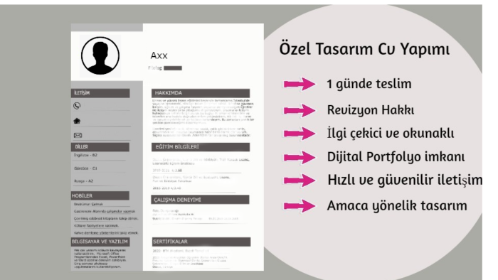 özel tasarım cv ve ön yazı hazırlarım