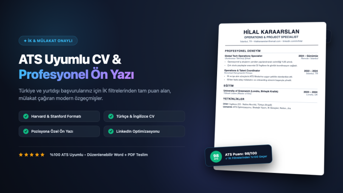 ATS uyumlu İngilizce CV ve ön yazı hazırlarım