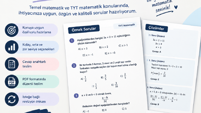 basit ve TYT matematik sorularınıza yanıt bulabilirim