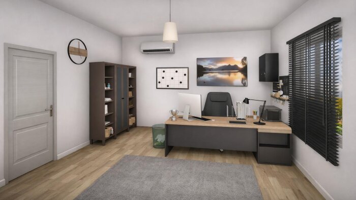 modern ve gerçekçi çalışma masası 3D render tasarımı yaparım