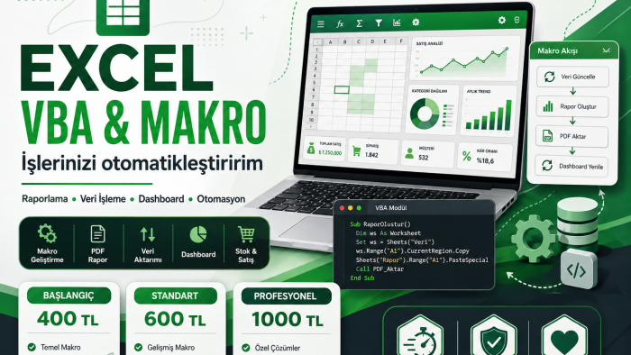 VBA ve makro ile işlerinizi otomatikleştiririm