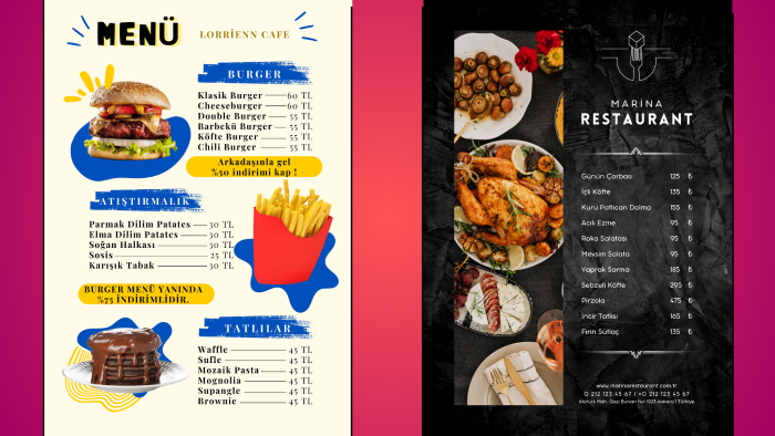 cafe-restoranınız için menüler tasarlayabilirim