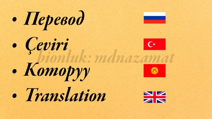  Rusça-Türkçe-Kırgızca-İngilizce çeviri yaparım
