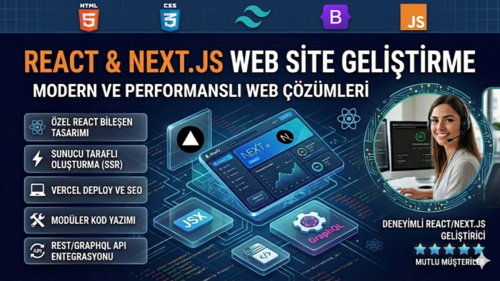 React ve Next.js ile web sitesi kodlayabilirim