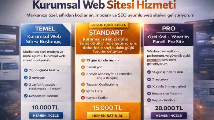 yönetim panelli dinamik web sitesi geliştiririm