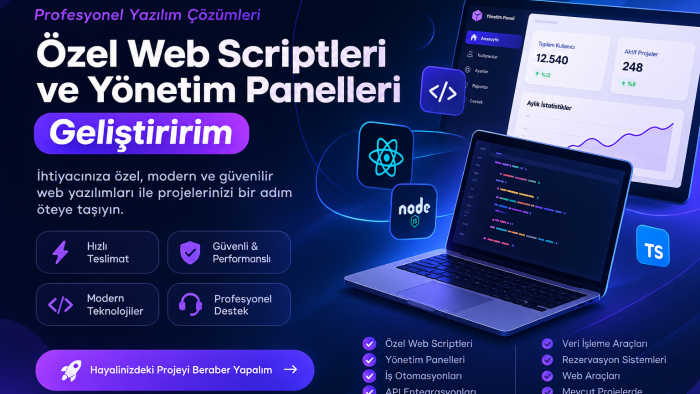  size özel web scriptleri geliştiririm