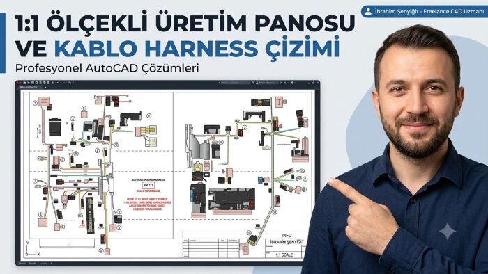 AutoCAD ile 1:1 kablo harness ve üretim panosu çizimi yparım