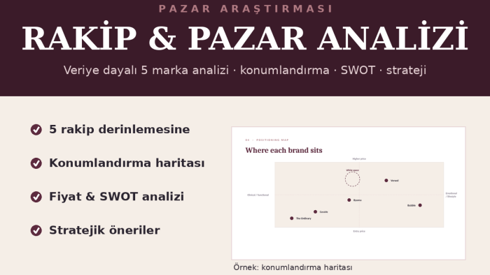 markanız için rakip ve pazar analizi hazırlarım