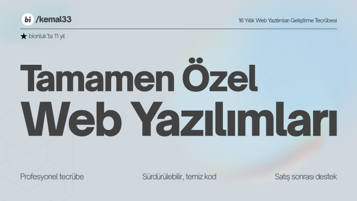 PHP ile özel web yazılımları geliştiririm