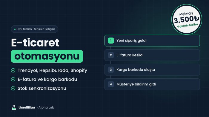 n8n ile e-ticaret fatura ve kargo otomasyonu kurarım