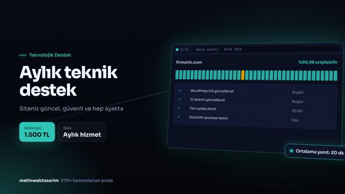 web siteniz için aylık teknik destek veririm