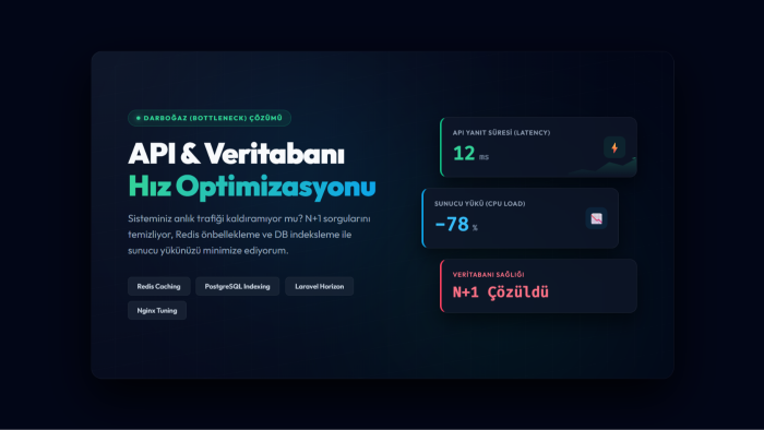 Laravel backend ve veritabanı hız optimizasyonu yaparım