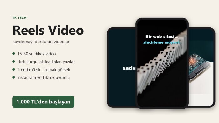 Instagram ve TikTok için dikkat çeken Reels hazırlarım