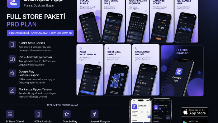 App Store ve Google Play için uygulama görselleri tasarlarım