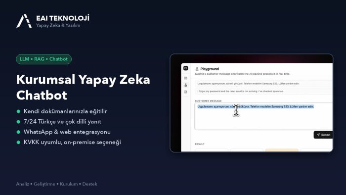 siteniz için yapay zeka destekli chatbot geliştirebilirim