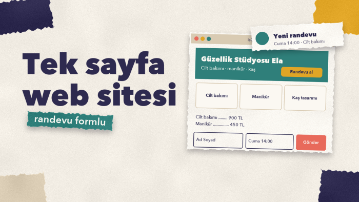 randevu formlu tek sayfa web sitesi kurarım
