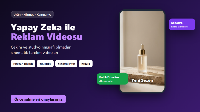yapay zeka ile ürün tanıtım ve reklam videosu hazırlarım