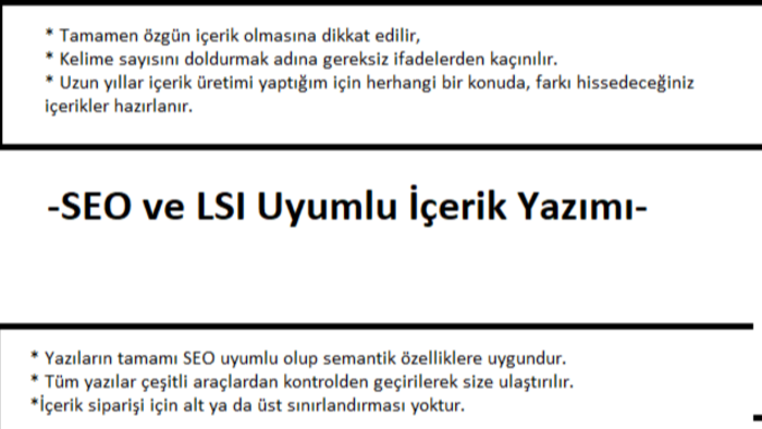 içeriklerinizi seo uyumlu olarak yazıyorum