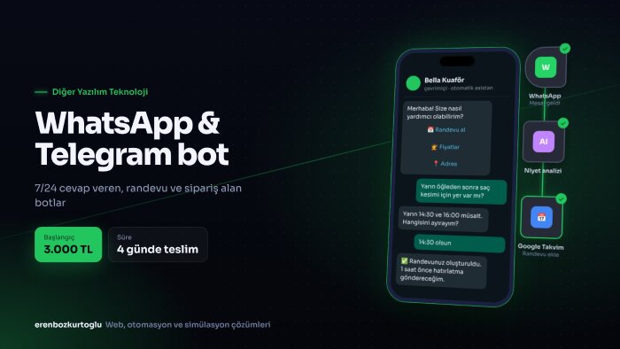n8n ile WhatsApp ve Telegram chatbot kurarım