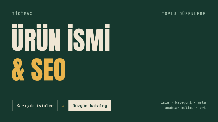 ticimax ürün isimlerinizi ve seo bilgilerinizi düzenlerim