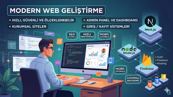 Next.js ile modern web sitesi geliştiriyorum