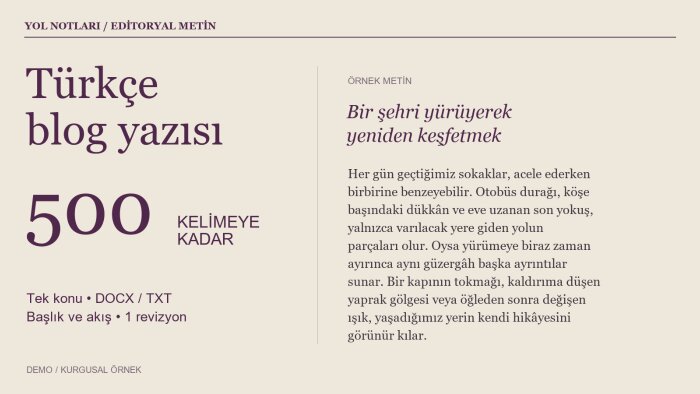500 kelimelik Türkçe blog yazısı hazırlarım
