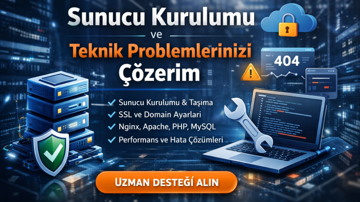 sunucu kurulumunuzu yapar ve teknik problemlerinizi çözerim