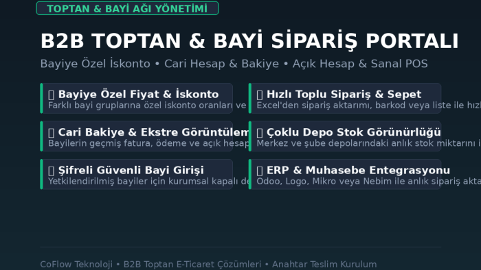 toptan satış ve bayi sipariş yönetim sistemi kurabilirim