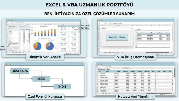 ihtiyacınıza özel Excel ve VBA çözümleri sunarım