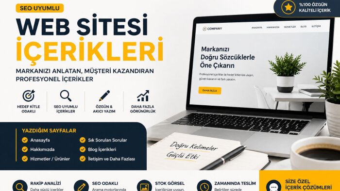 SEO uyumlu web sitesi içerikleri ile markanızı öne çıkarırım