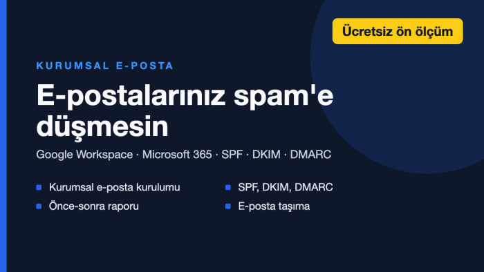kurumsal e-postanızı kurar, spam sorununu çözerim