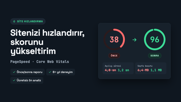 web sitenizi hızlandırır, Google skorunu yükseltirim