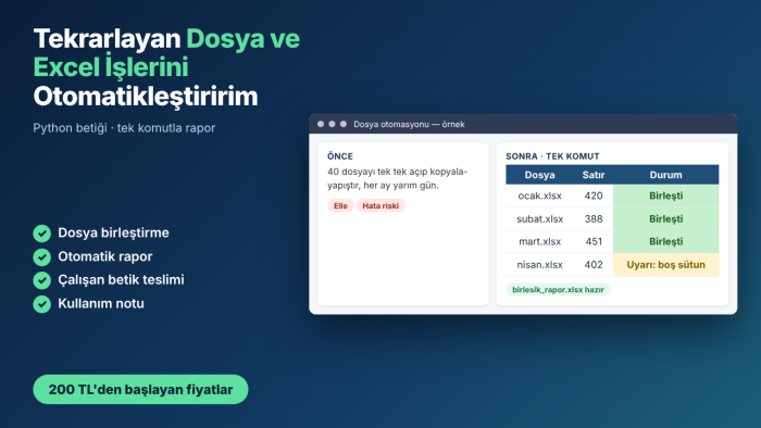 dosya ve Excel işlerinizi Python ile otomatikleştiririm