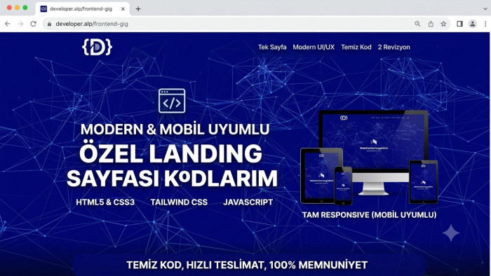 HTML, CSS ve JavaScript alanında website geliştiririm