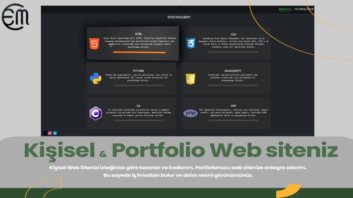 kişisel portfolio sitenizi yaparım