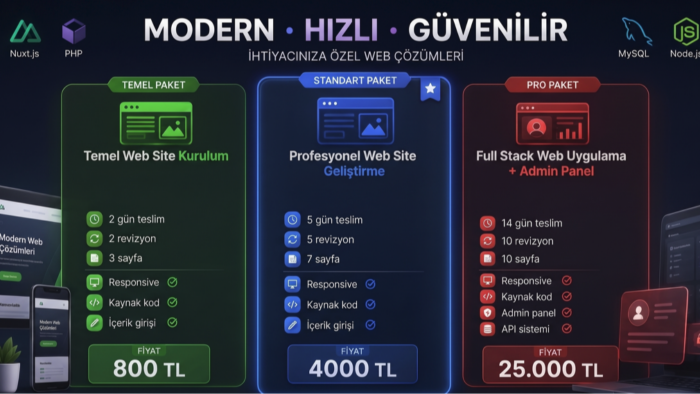 modern web siteleri ve full stack sistemler geliştiririm