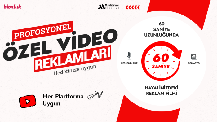 seslendirmeli profesyonel reklam videonuzu tasarlarım