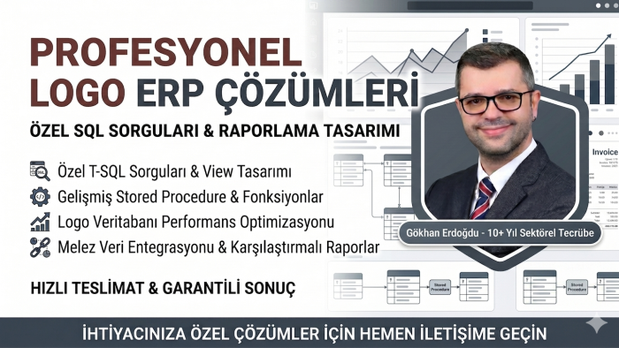 Logo ERP için özel SQL sorguları ve raporlar hazırlarım
