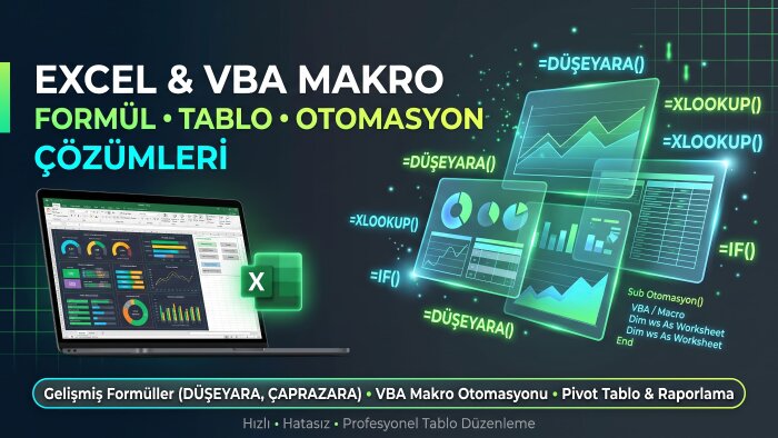 Excel tablolarınızı düzenler ve formüller hazırlarım