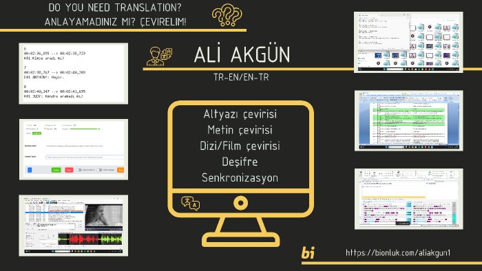herhangi bir video için altyazı çevirisi yapabilirim