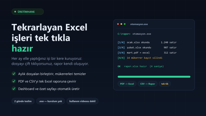 tekrarlayan Excel işlerini otomasyona çeviririm