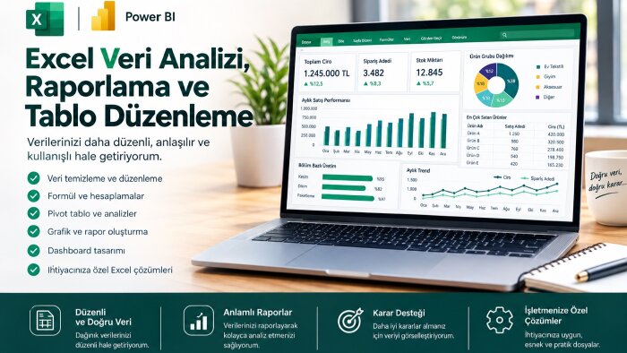 Excel veri analizi ve profesyonel tablo düzenleme yaparım