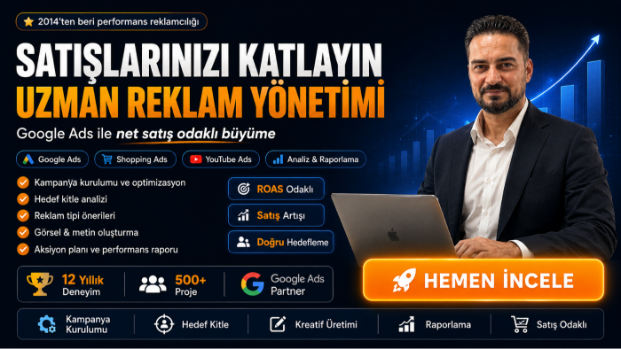 10 yıllık Google Partneri olarak net satış getiririm