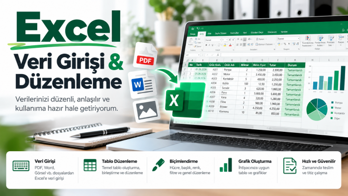 Excel veri girişi ve düzenleme yapabilirim