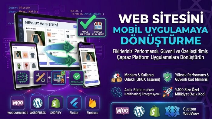 web sitenizi ios ve android mobil uygulama yaparım