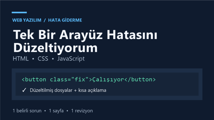 HTML/CSS/JavaScript arayüzündeki bir hatayı düzeltirim