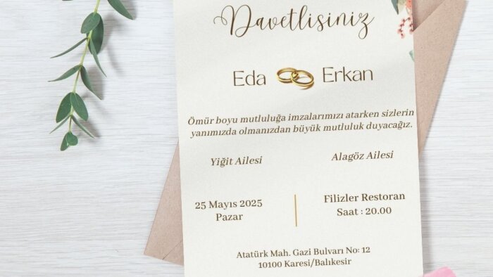 özel anlarınıza özel davetiyeler tasarlarım