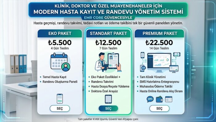 klinik, doktor için randevu ve hasta takip paneli yapıyorum