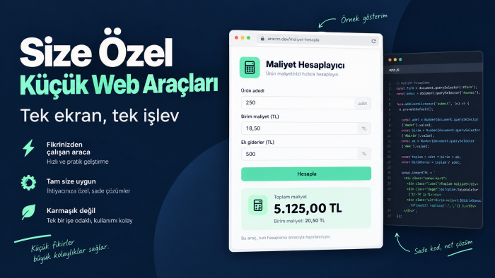 size özel küçük web araçları geliştiririm