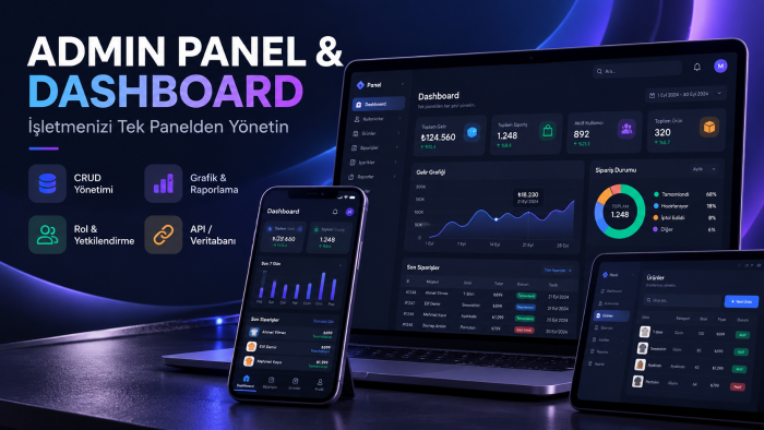 işletmenize özel admin paneli ve dashboard geliştiririm